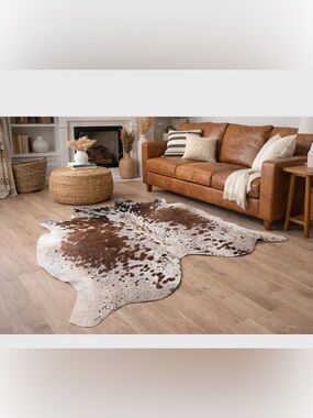 Genuine Cowhide Rug tricolor black,and White Cowhide Accent Rug